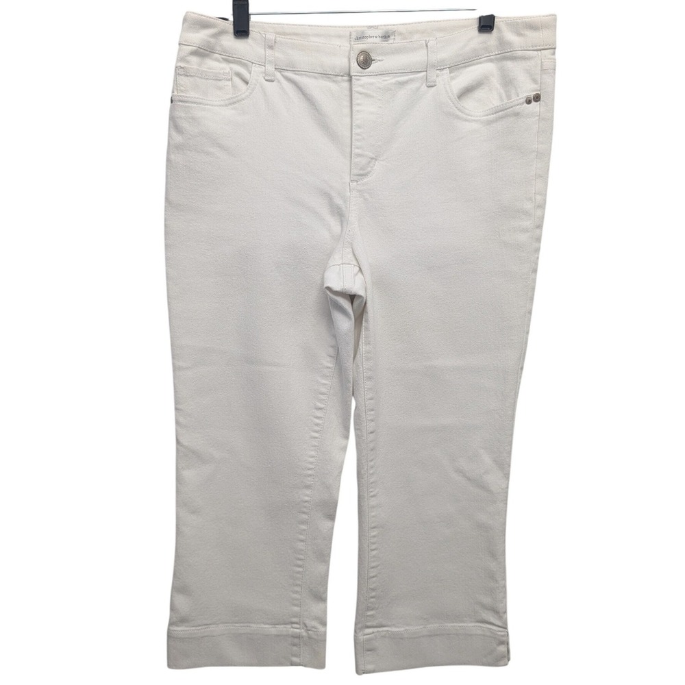 Christopher & Banks Capri Jeans Womens 12 White Stretch Cropped Denim